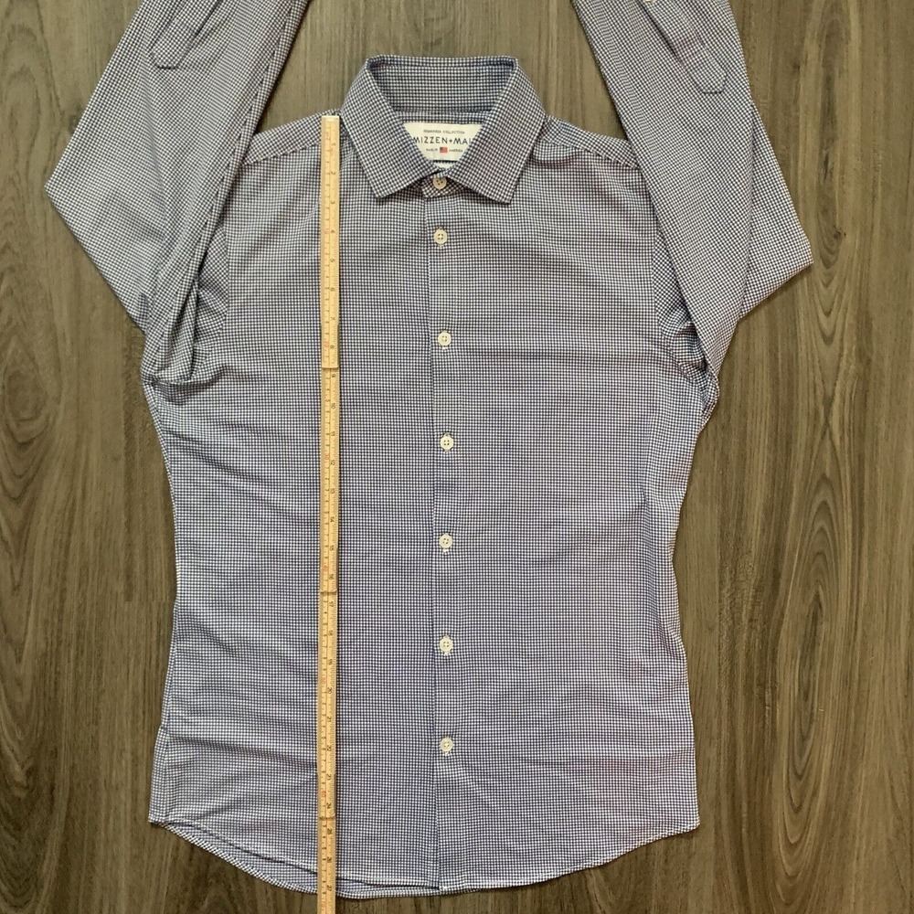 Mizzen + Main Checked Blue Button Up Spinnaker Trim Fit Performance Small - Picture 5 of 8